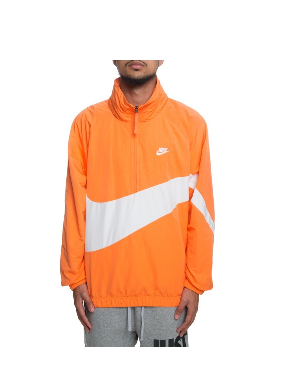 Nike Orange and White Pullover Windbreaker Jacket with Hood Sz S